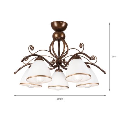 Brilagi - LED Ant pagrindo montuojamas sietynas ANTICO 5xE27/60W/230V bronzinė patina