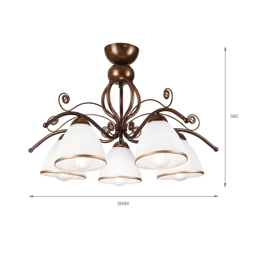 Brilagi - LED Ant pagrindo montuojamas sietynas ANTICO 5xE27/60W/230V bronzinė patina