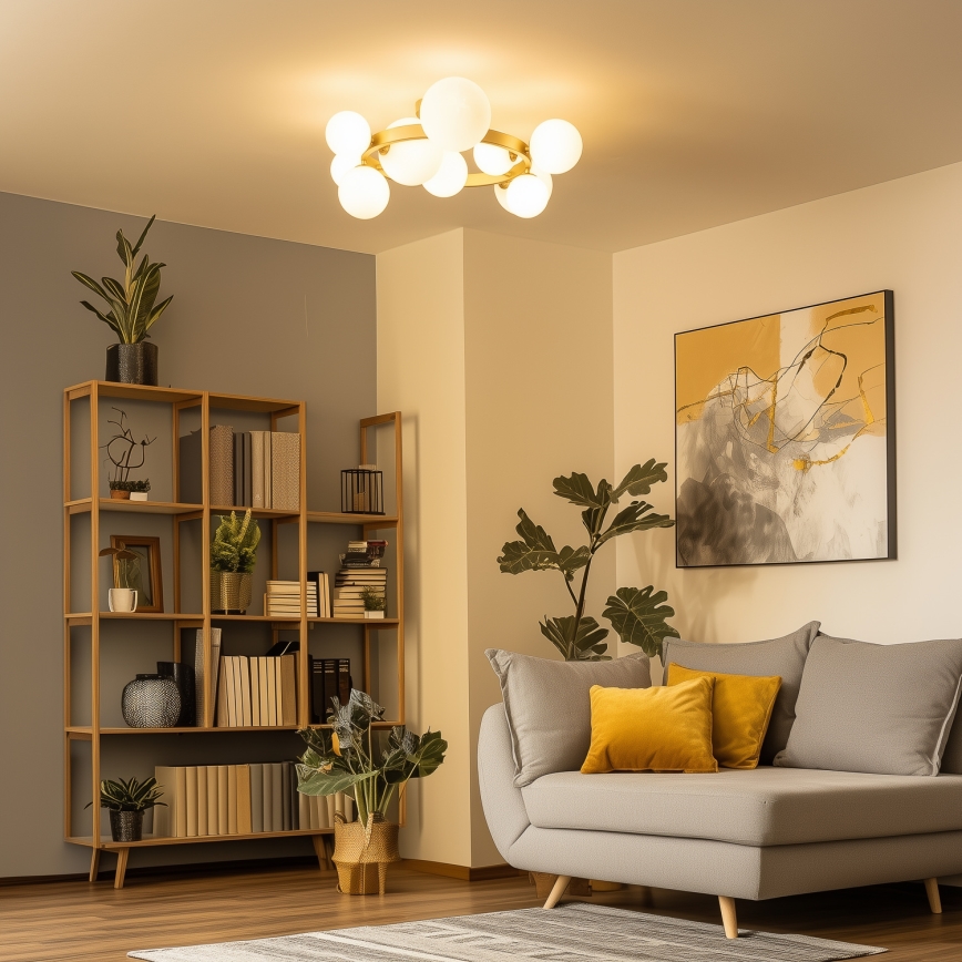 Brilagi - LED Ant pagrindo montuojamas sietynas MILLA 10xG9/3W/230V auksas/balta