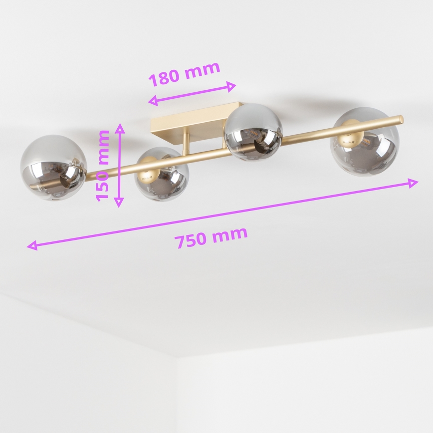 Brilagi - LED Ant pagrindo montuojamas sietynas MILLA 4xG9/3W/230V auksas/dūminis