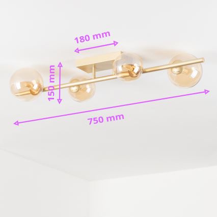 Brilagi - LED Ant pagrindo montuojamas sietynas MILLA 4xG9/3W/230V auksas