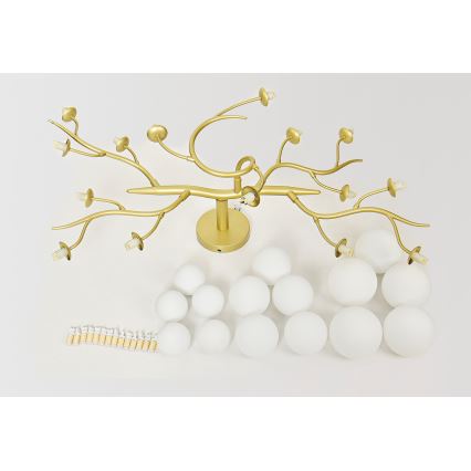 Brilagi - LED Ant pagrindo montuojamas sietynas MISTEL 15xG9/3W/230V auksas/balta