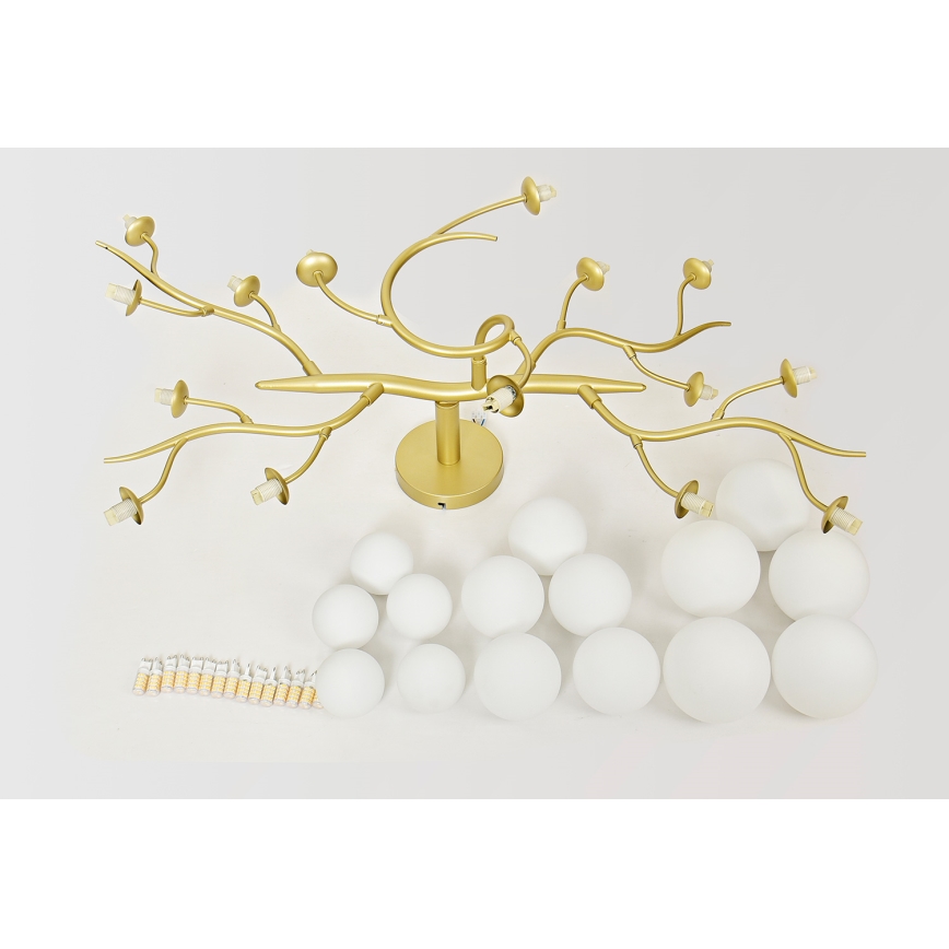 Brilagi - LED Ant pagrindo montuojamas sietynas MISTEL 15xG9/3W/230V auksas/balta