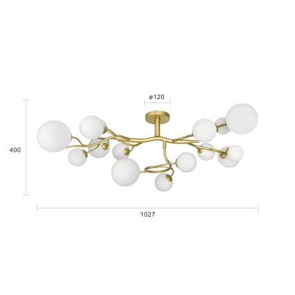 Brilagi - LED Ant pagrindo montuojamas sietynas MISTEL 15xG9/3W/230V auksas/balta