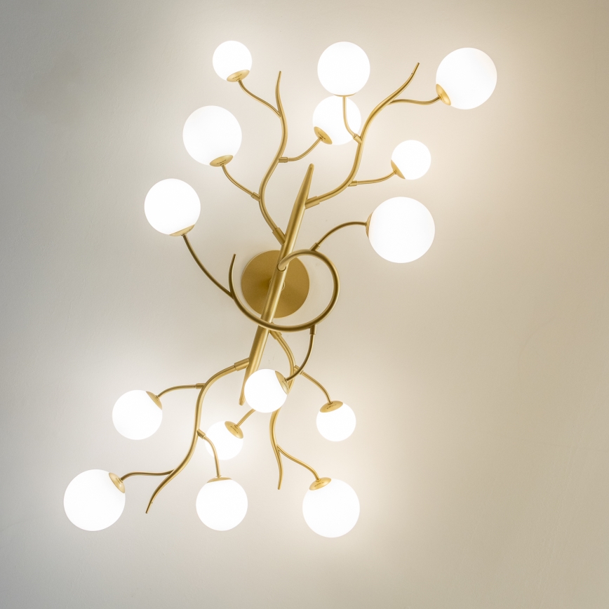 Brilagi - LED Ant pagrindo montuojamas sietynas MISTEL 15xG9/3W/230V auksas/balta