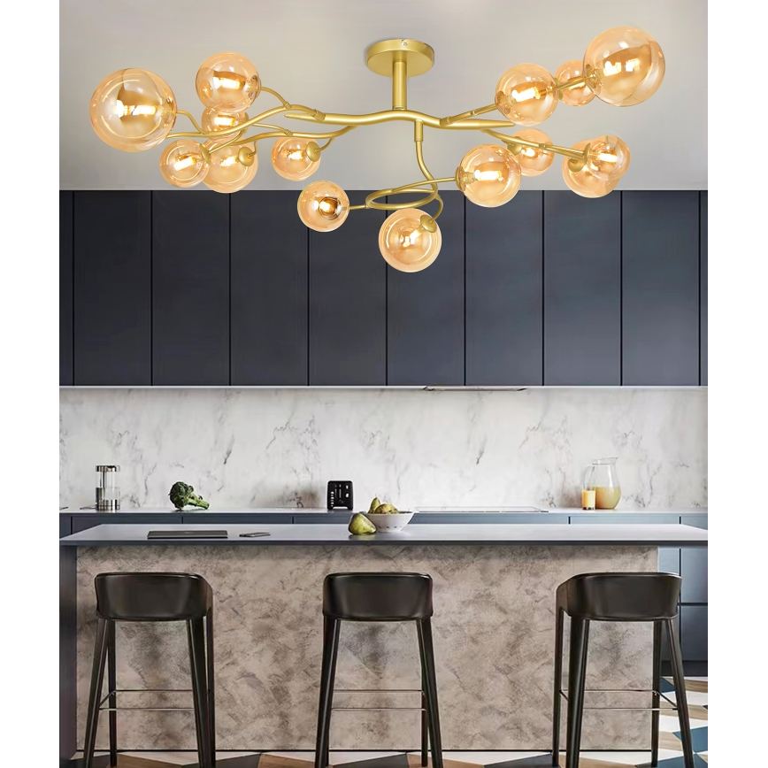 Brilagi - LED Ant pagrindo montuojamas sietynas MISTEL 15xG9/3W/230V auksas