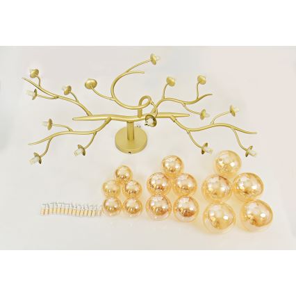 Brilagi - LED Ant pagrindo montuojamas sietynas MISTEL 15xG9/3W/230V auksas