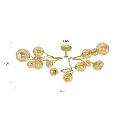 Brilagi - LED Ant pagrindo montuojamas sietynas MISTEL 15xG9/3W/230V auksas