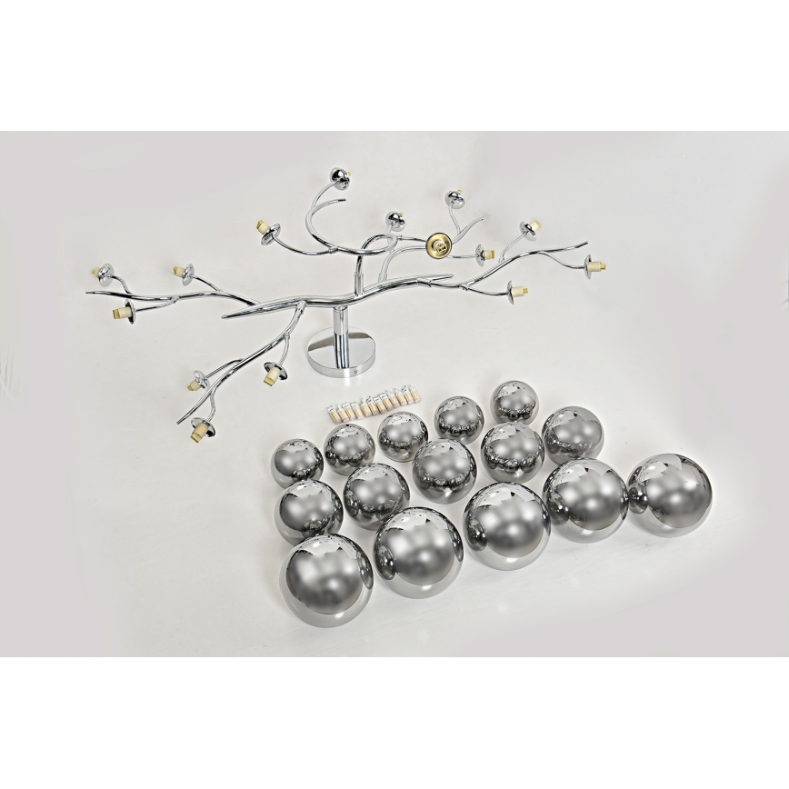 Brilagi - LED Ant pagrindo montuojamas sietynas MISTEL 15xG9/3W/230V blizgus chromas/dūminis