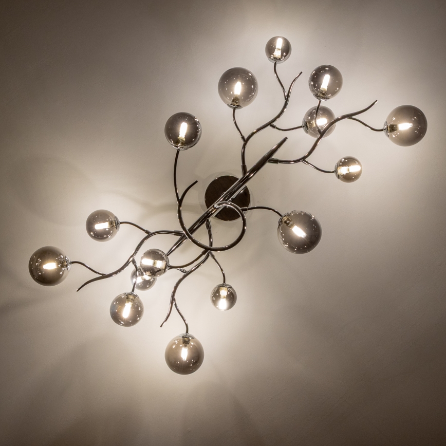 Brilagi - LED Ant pagrindo montuojamas sietynas MISTEL 15xG9/3W/230V blizgus chromas/dūminis