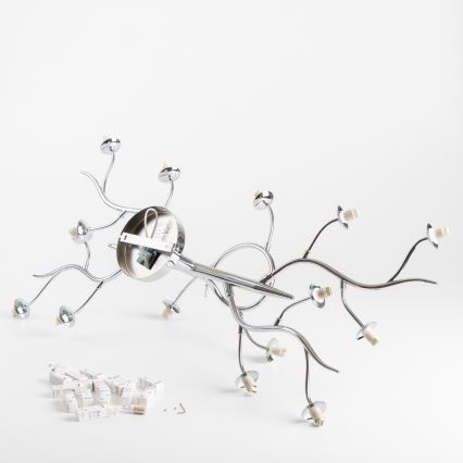 Brilagi - LED Ant pagrindo montuojamas sietynas MISTEL 15xG9/3W/230V blizgus chromas/dūminis