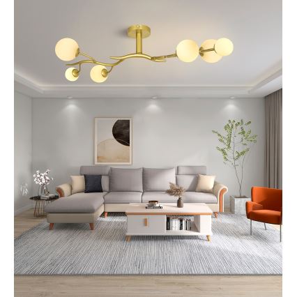 Brilagi - LED Ant pagrindo montuojamas sietynas MISTEL 6xG9/3W/230V auksas/balta