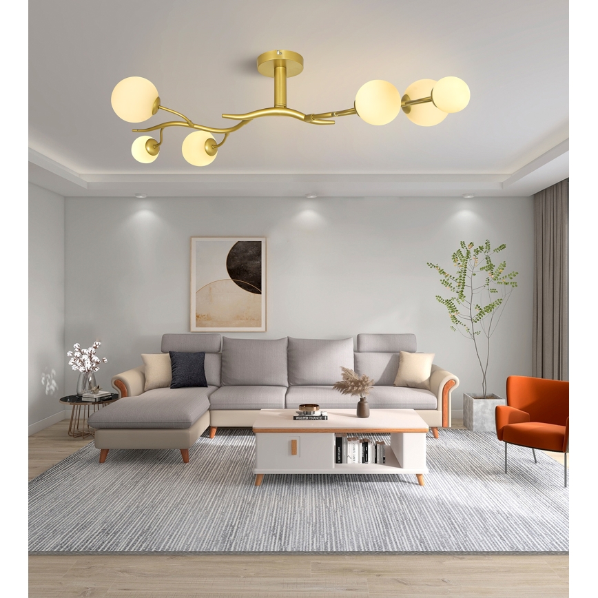 Brilagi - LED Ant pagrindo montuojamas sietynas MISTEL 6xG9/3W/230V auksas/balta