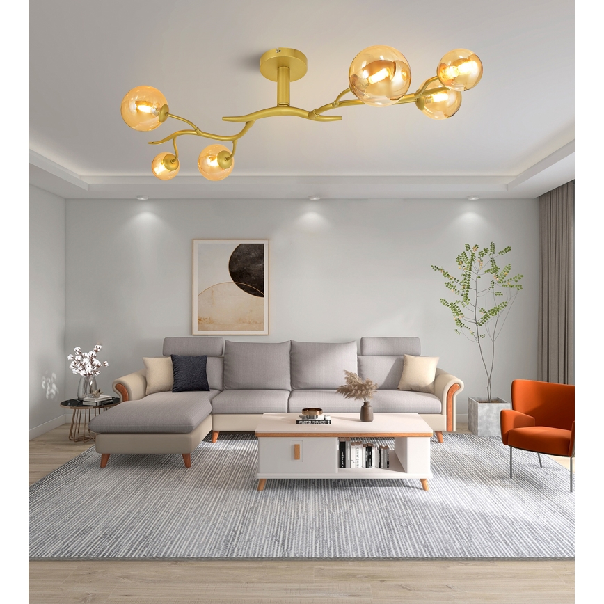 Brilagi - LED Ant pagrindo montuojamas sietynas MISTEL 6xG9/3W/230V auksas