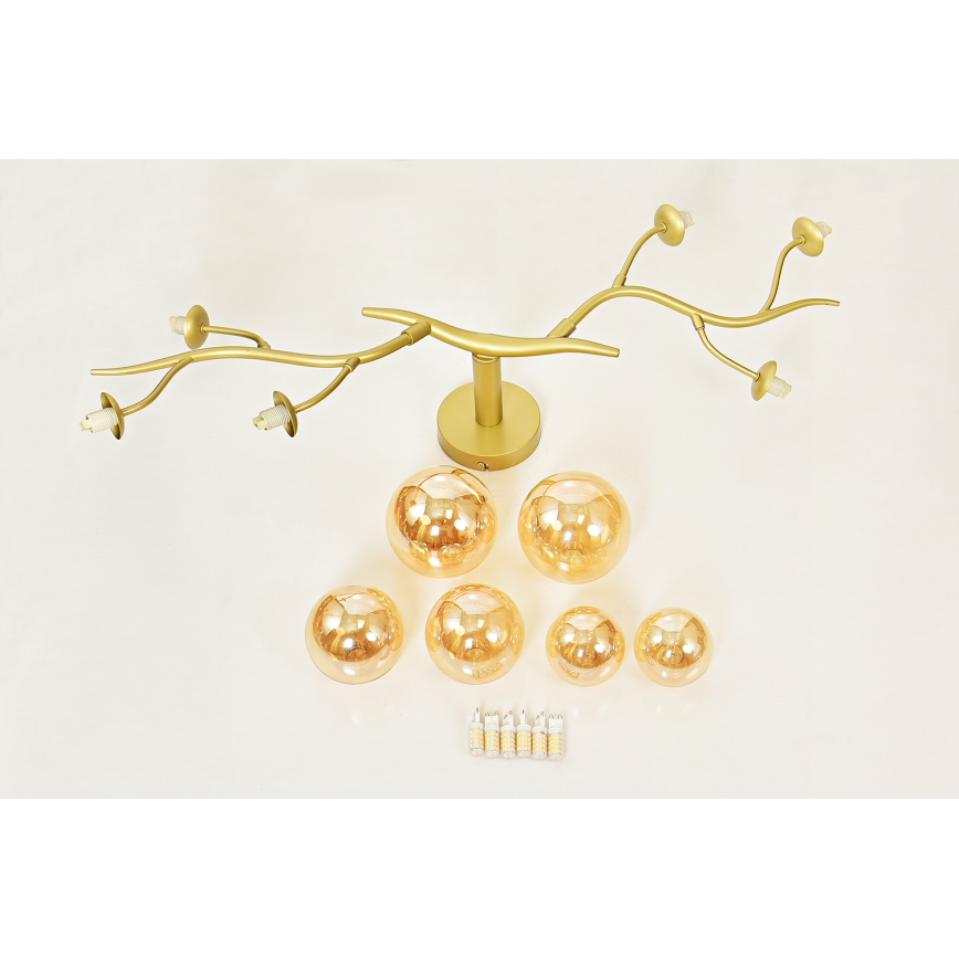 Brilagi - LED Ant pagrindo montuojamas sietynas MISTEL 6xG9/3W/230V auksas