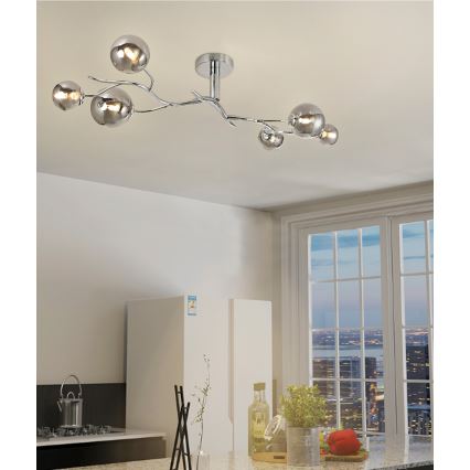 Brilagi - LED Ant pagrindo montuojamas sietynas MISTEL 6xG9/3W/230V blizgus chromas/dūminis