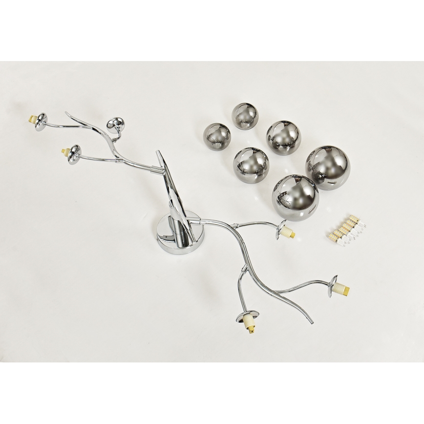 Brilagi - LED Ant pagrindo montuojamas sietynas MISTEL 6xG9/3W/230V blizgus chromas/dūminis