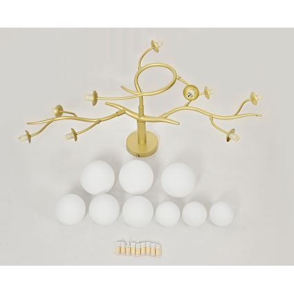 Brilagi - LED Ant pagrindo montuojamas sietynas MISTEL 9xG9/3W/230V auksas/balta