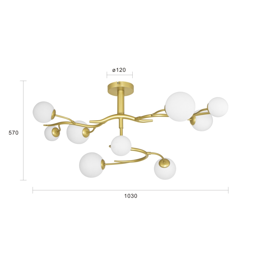 Brilagi - LED Ant pagrindo montuojamas sietynas MISTEL 9xG9/3W/230V auksas/balta