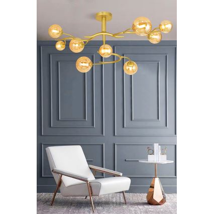 Brilagi - LED Ant pagrindo montuojamas sietynas MISTEL 9xG9/3W/230V auksas
