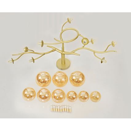 Brilagi - LED Ant pagrindo montuojamas sietynas MISTEL 9xG9/3W/230V auksas
