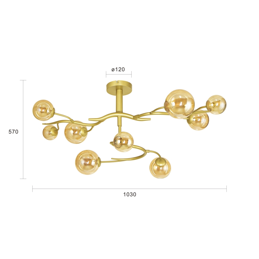Brilagi - LED Ant pagrindo montuojamas sietynas MISTEL 9xG9/3W/230V auksas