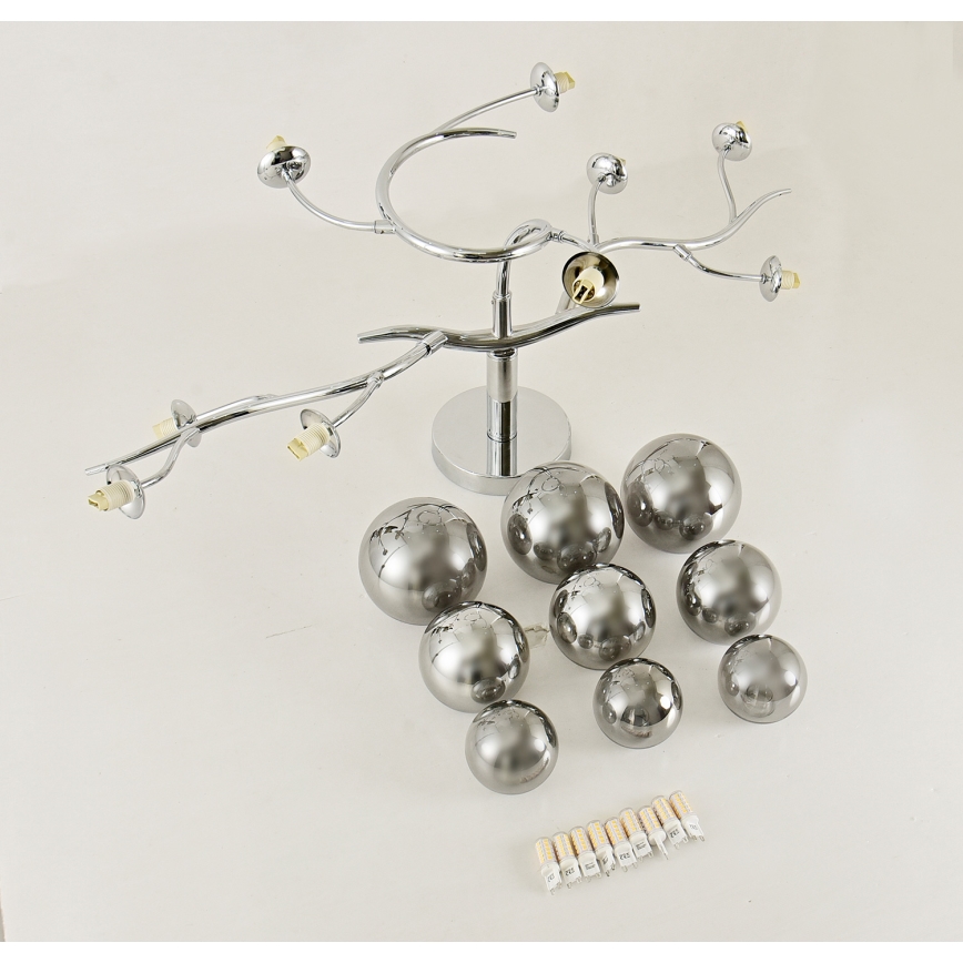 Brilagi - LED Ant pagrindo montuojamas sietynas MISTEL 9xG9/3W/230V blizgus chromas/dūminis
