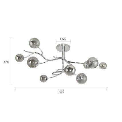 Brilagi - LED Ant pagrindo montuojamas sietynas MISTEL 9xG9/3W/230V blizgus chromas/dūminis