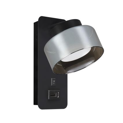 Brilagi - LED AURA LUX sieninis šviestuvas su USB jungtimi 1xGX53/30W/230V juodas/dūminis