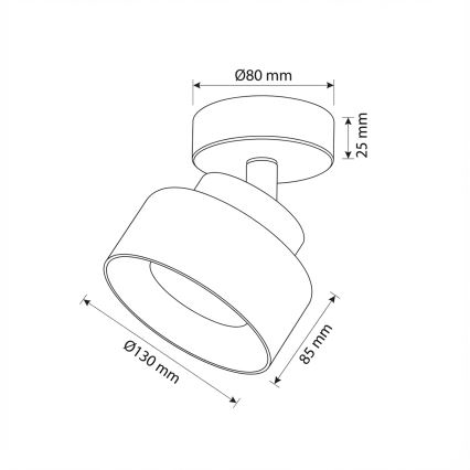 Brilagi - LED AURA LUX taškinis šviestuvas 1xGX53/30W/230V, skersmuo 13 cm, juodas/dūminis