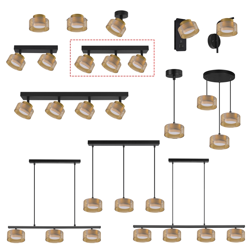 Brilagi - LED AURA LUX taškinis šviestuvas 3xGX53/30W/230V juodas/auksinis