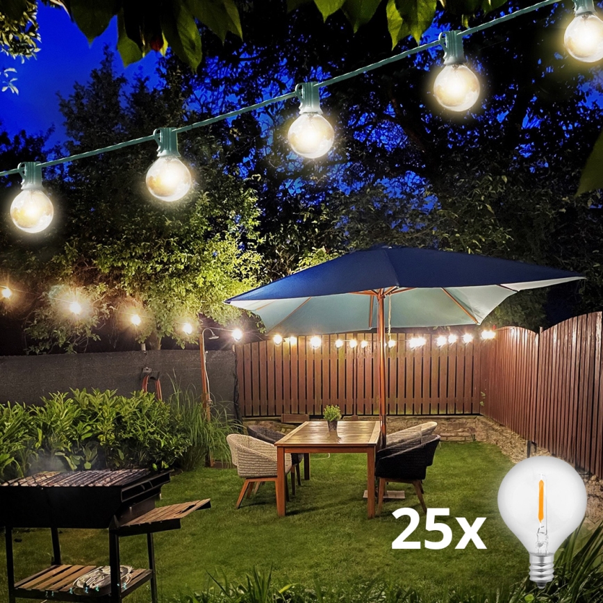 Brilagi - LED Dekoratyvinė lauko girlianda GIRLIANDA 25xE12 20m žalia IP44 šilta balta
