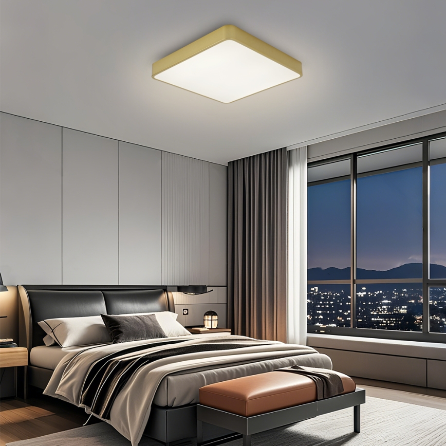 Brilagi - LED reguliuojamo ryškumo lubų šviestuvas POOL LED/48W/230V 3000-6000K 50x50 cm auksinis + nuotolinis valdymas