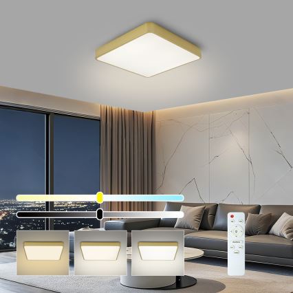 BRILAGI - LED reguliuojamo ryškumo lubų šviestuvas POOL SQUARE LED/48W/230V 3000-6000K 50x50 cm auksinis + nuotolinis valdymas