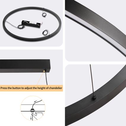 Brilagi - Dimeriuojamas LED pakabinamas šviestuvas ant laido PORTOFINO LED/60W/230V 3000-6000K skersm. 80 cm juodas + nuotolinis valdymas