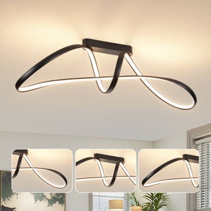 Brilagi - LED dimeriuojamas prigludęs lubinis šviestuvas TWISTER LED/60W/230V 3000-6000K juodas + nuotolinis valdymas