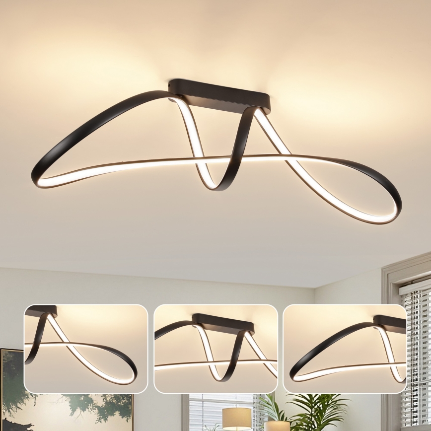 Brilagi - LED dimeriuojamas prigludęs lubinis šviestuvas TWISTER LED/60W/230V 3000-6000K juodas + nuotolinis valdymas