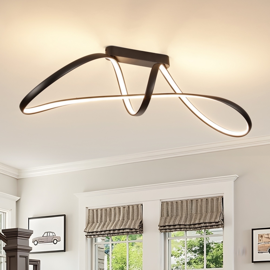 Brilagi - LED dimeriuojamas prigludęs lubinis šviestuvas TWISTER LED/60W/230V 3000-6000K juodas + nuotolinis valdymas