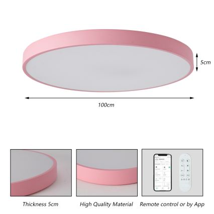 Brilagi - LED reguliuojamas šviestuvas POOL SMART LED/128W/230V skersmuo 100 cm 3000-6000K Wi-Fi Tuya + su nuotoliniu valdymu rožinė