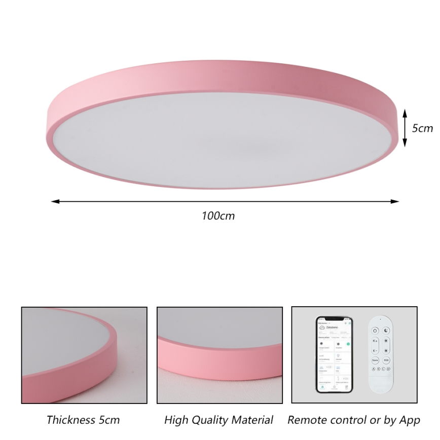 Brilagi - LED reguliuojamas šviestuvas POOL SMART LED/128W/230V skersmuo 100 cm 3000-6000K Wi-Fi Tuya + su nuotoliniu valdymu rožinė