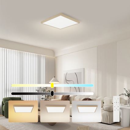 Brilagi - dimeriuojamas LED vonios kambario lubinis šviestuvas FRAME SMART LED/50W/230V 60x60 cm 3000-6000K IP44 smėlinė + nuotolinis valdymas