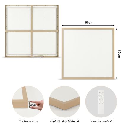 Brilagi - dimeriuojamas LED vonios kambario lubinis šviestuvas FRAME SMART LED/50W/230V 60x60 cm 3000-6000K IP44 smėlinė + nuotolinis valdymas