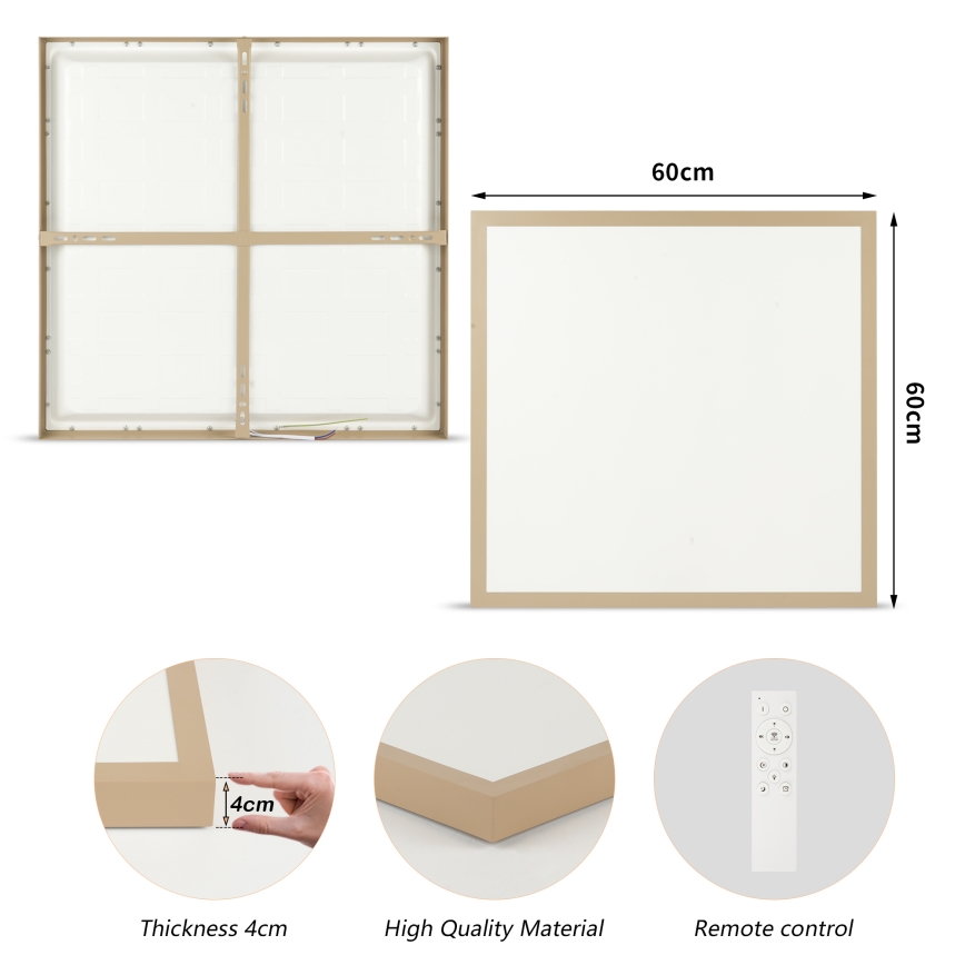 Brilagi - dimeriuojamas LED vonios kambario lubinis šviestuvas FRAME SMART LED/50W/230V 60x60 cm 3000-6000K IP44 smėlinė + nuotolinis valdymas