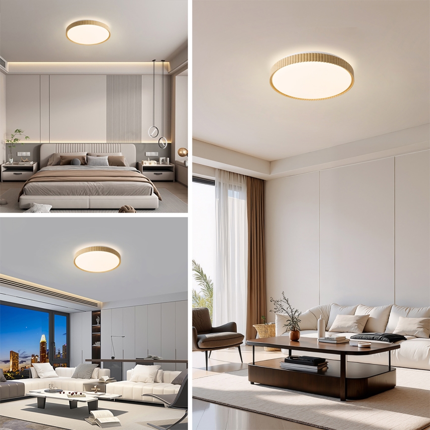 Brilagi - Dimeriuojamas lubų šviestuvas CORVO LED/72W/230V 3000-6000K, medžio dekoras, skersmuo 50 cm + nuotolinis valdymas
