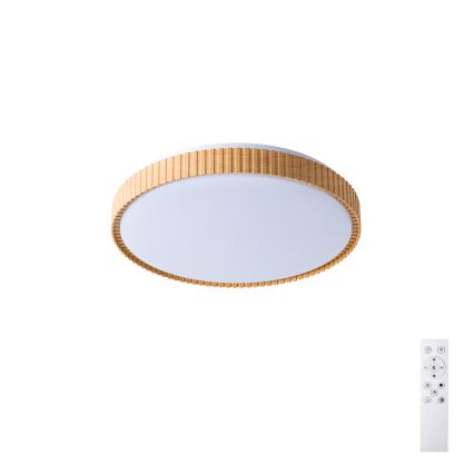 Brilagi - Dimeriuojamas lubų šviestuvas CORVO LED/72W/230V 3000-6000K, medžio dekoras, skersmuo 50 cm + nuotolinis valdymas