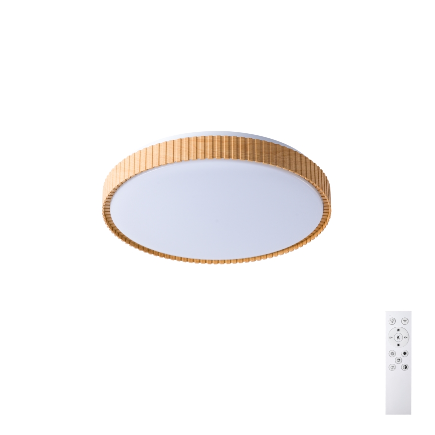 Brilagi - Dimeriuojamas lubų šviestuvas CORVO LED/72W/230V 3000-6000K, medžio dekoras, skersmuo 50 cm + nuotolinis valdymas