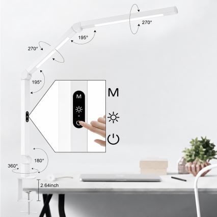 Brilagi - LED Dimeriuojama jutiklinė lanksti stalinė lempa VARIO LED/12W/230V 3000/4000/5000/6500K CRI 92 balta