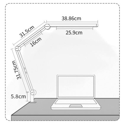 Brilagi - LED Dimeriuojama jutiklinė lanksti stalinė lempa VARIO LED/12W/230V 3000/4000/5000/6500K CRI 92 balta