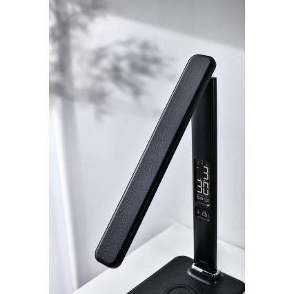 Brilagi - LED dimeriuojama stalinė lempa su belaidžiu QI įkrovimu ir USB REGINA LED/8,5W/230V juoda