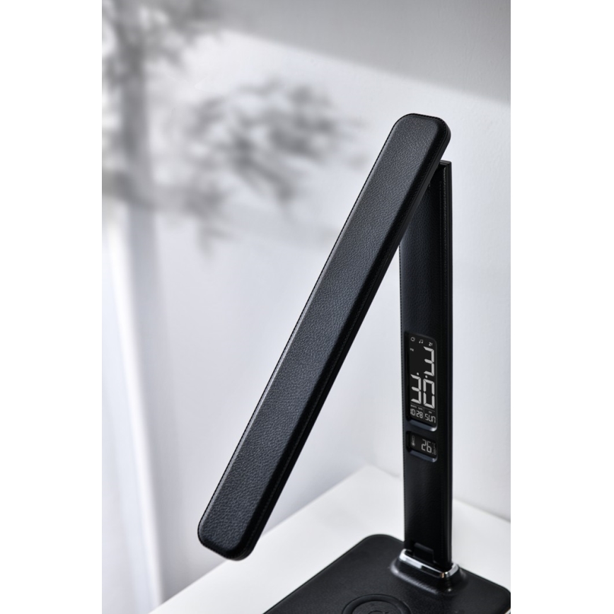 Brilagi - LED dimeriuojama stalinė lempa su belaidžiu QI įkrovimu ir USB REGINA LED/8,5W/230V juoda